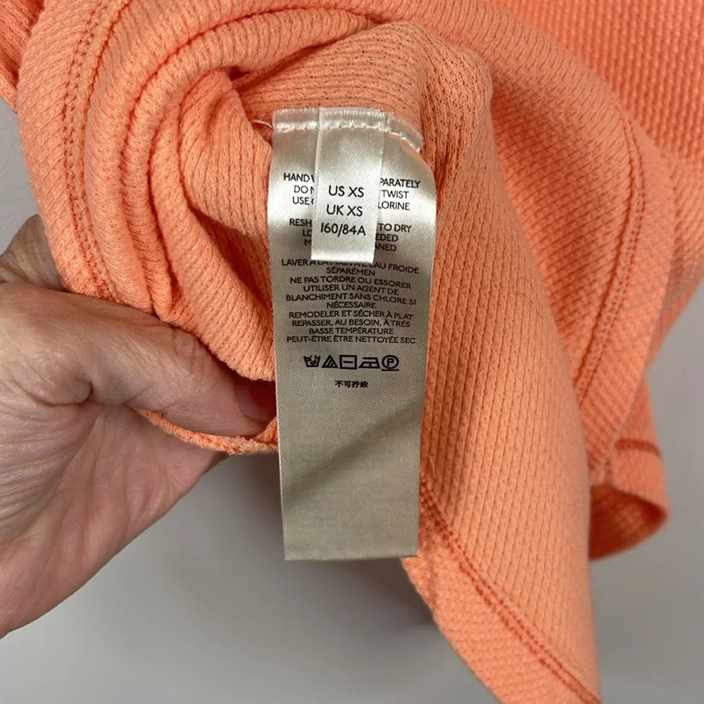 Free People in The Mix Cuff Thermal Top Desert Orange Combo Size XS